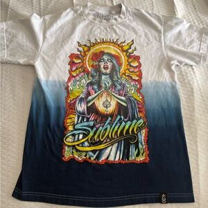 Insane Sublime 4:20 Virgin Mary Mens shirt super rare & unique blue & white tee